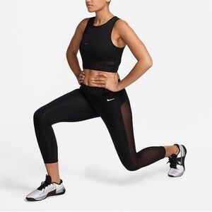 NIKE PRO WOMEN DRI-FIT TRAINING MID RISE MESH PANELED LEGGINGS-NWT-size 2X